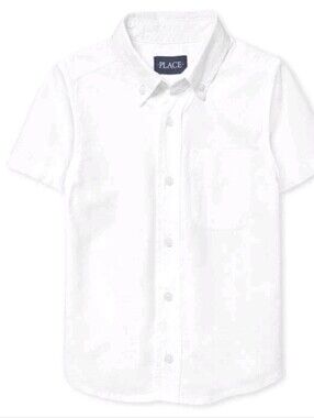 ​The Children's Place Boys White Cotton Short Sleeve Oxford Button Down Shirt XL